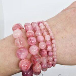 Pink Jade Crystal Quartz Bracelet Custom