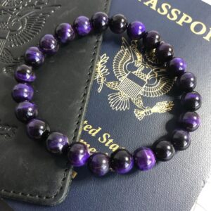 Purple Tigereye Unisex Bead Bracelet